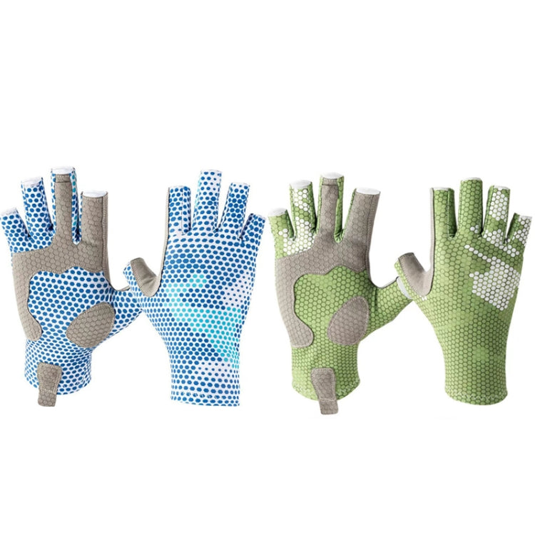 Ice Silk Half Finger Fishing Gloves Sunscreen  Riding Gloves, Mens Free Size, Womens Free Size