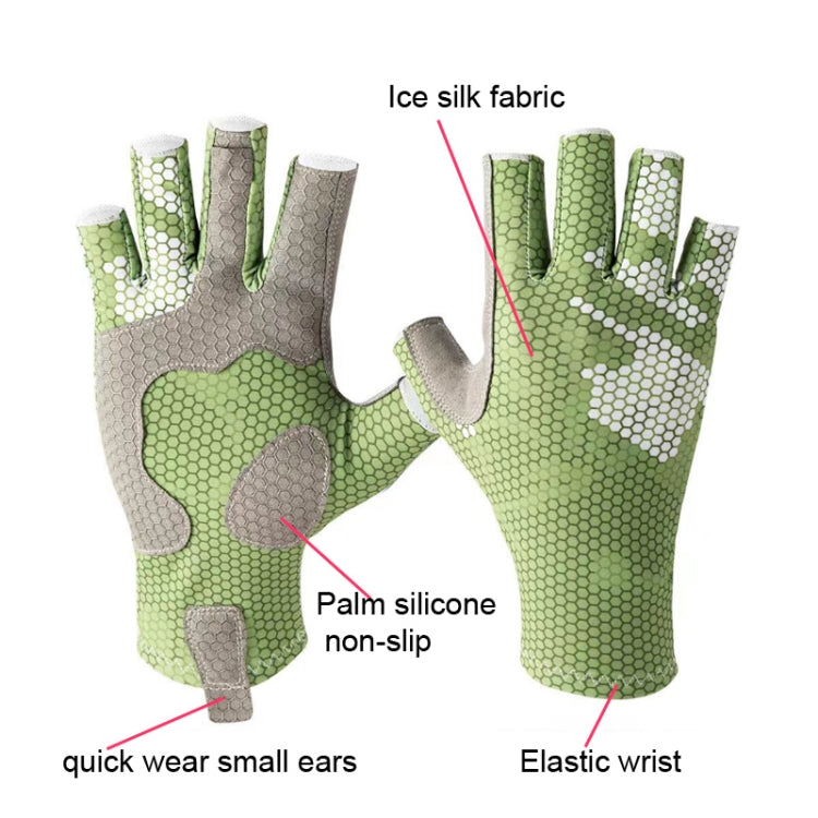 Ice Silk Half Finger Fishing Gloves Sunscreen  Riding Gloves, Mens Free Size, Womens Free Size