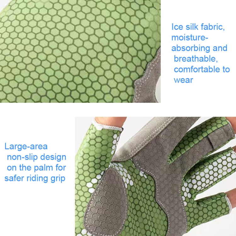 Ice Silk Half Finger Fishing Gloves Sunscreen  Riding Gloves, Mens Free Size, Womens Free Size