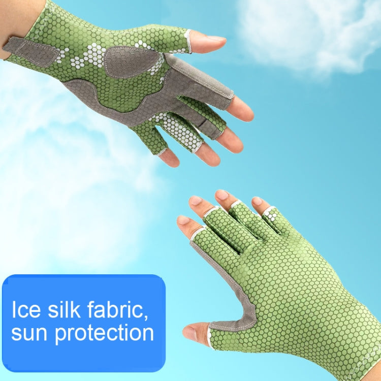 Ice Silk Half Finger Fishing Gloves Sunscreen  Riding Gloves, Mens Free Size, Womens Free Size