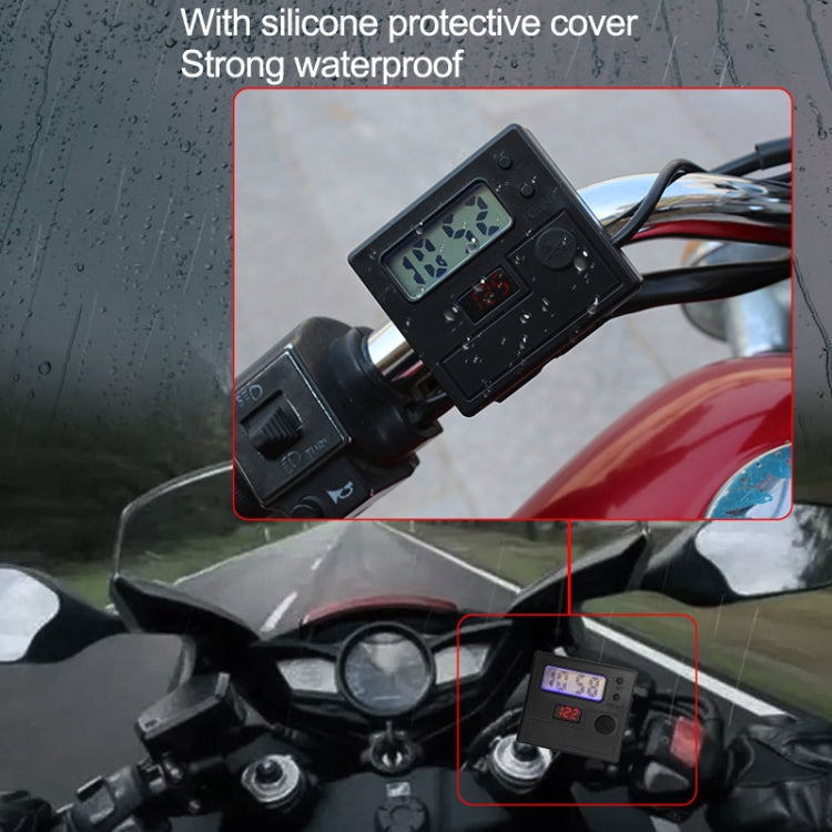 Motorcycle Clock Digital Display Dual USB Phone Charger Waterproof 5V 3A Fast Charge, Clock Digital Display Black