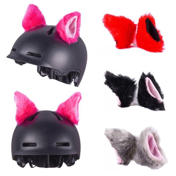 4PCS Motorcycle Plush Ear Helmet Decoration, White, Pink, Light Gray, Black, Red, Rose Red