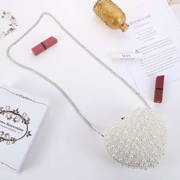 Pearl Evening Bag Ladies Heart Shaped Clutch Single Chain Crossbody Bag, Crossbody Bag