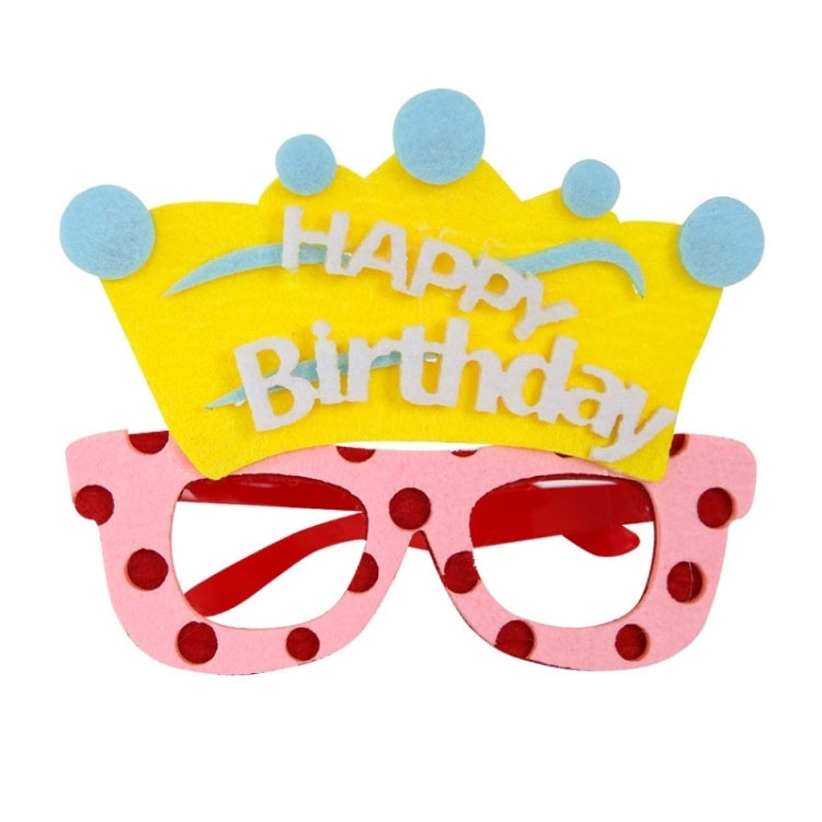 2 PCS Funny Glasses Birthday Party Cartoon Decoration Photo Props, Shape:, Happy Birthday Dot, Pink Firebird, Blue Bear, Rose Red Firebird, Blue Letters, Frog, Angel Wings, Yellow Letters, Pink Letters