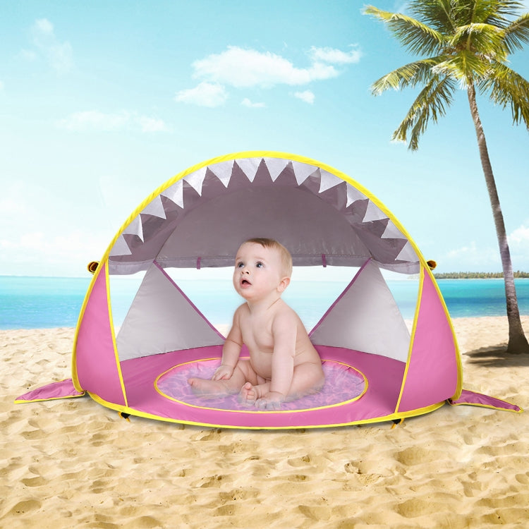 Baby Beach Tent With Pool Portable Foldable Sunshelter, Orange, Pink, Lake Green Stripe, Pink Stripe, Shark Gray, Shark Yellow, Whale Blue, Whale Pink