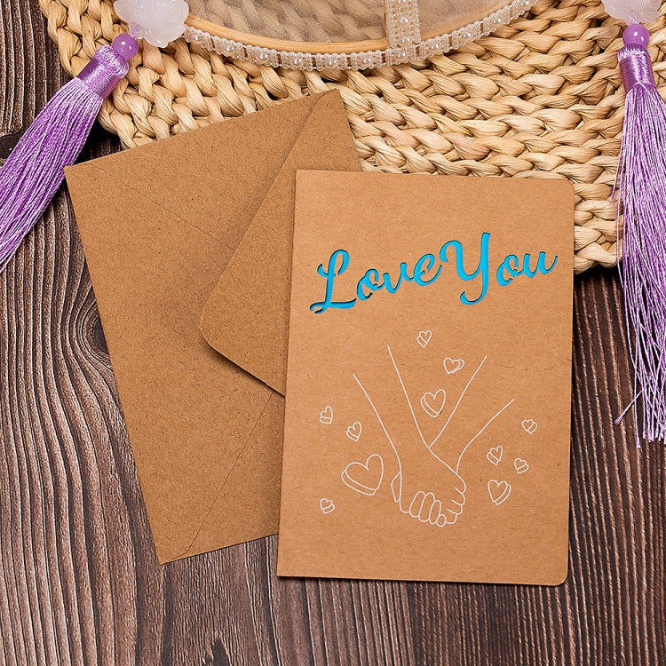10 PCS Retro Hollow Kraft Blessing Card with Envelope, Thank You, Love You, Happy Christmas, Special for You, Happy Birthday, Wish You all the Best, A Beautiful Day, Beautiful Life, Flying Dream