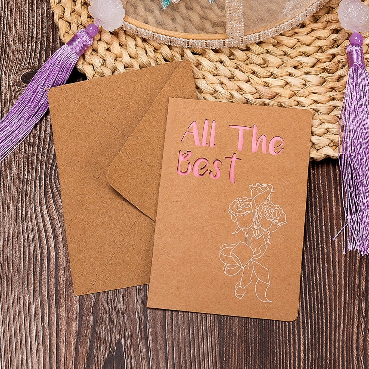 10 PCS Retro Hollow Kraft Blessing Card with Envelope, Thank You, Love You, Happy Christmas, Special for You, Happy Birthday, Wish You all the Best, A Beautiful Day, Beautiful Life, Flying Dream