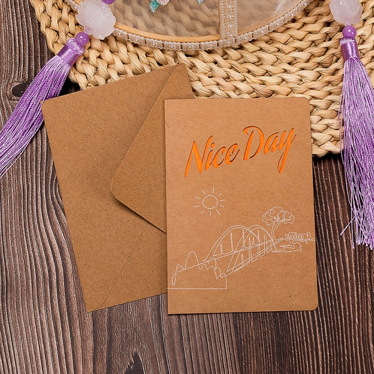 10 PCS Retro Hollow Kraft Blessing Card with Envelope, Thank You, Love You, Happy Christmas, Special for You, Happy Birthday, Wish You all the Best, A Beautiful Day, Beautiful Life, Flying Dream