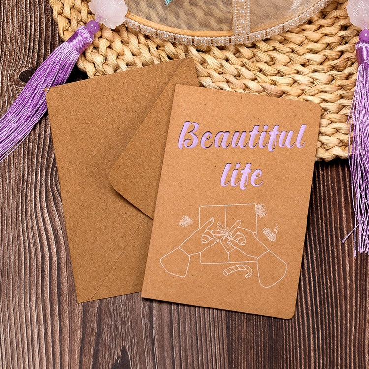 10 PCS Retro Hollow Kraft Blessing Card with Envelope, Thank You, Love You, Happy Christmas, Special for You, Happy Birthday, Wish You all the Best, A Beautiful Day, Beautiful Life, Flying Dream
