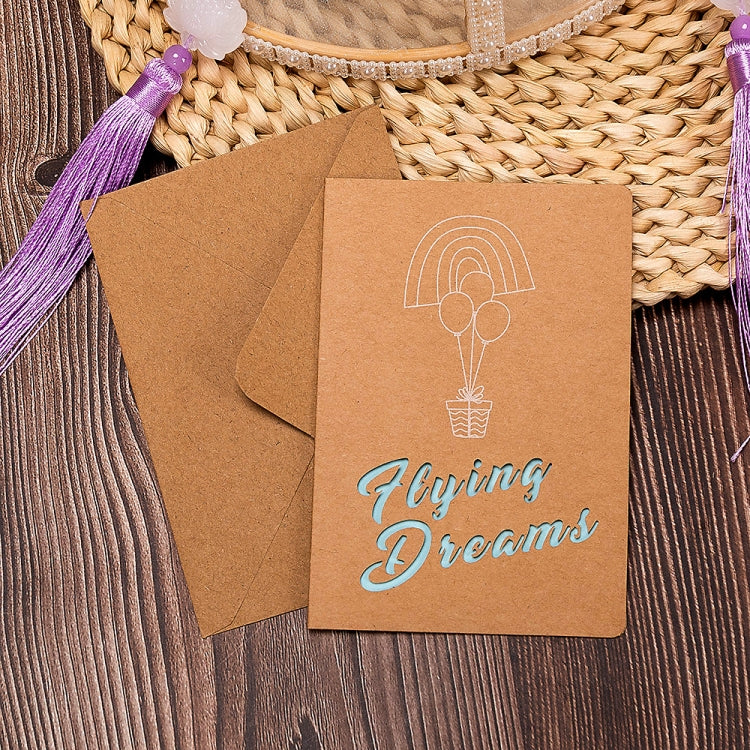 10 PCS Retro Hollow Kraft Blessing Card with Envelope, Thank You, Love You, Happy Christmas, Special for You, Happy Birthday, Wish You all the Best, A Beautiful Day, Beautiful Life, Flying Dream
