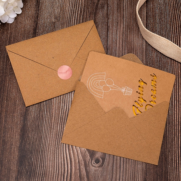 10 PCS Retro Hollow Kraft Blessing Card with Envelope, Thank You, Love You, Happy Christmas, Special for You, Happy Birthday, Wish You all the Best, A Beautiful Day, Beautiful Life, Flying Dream