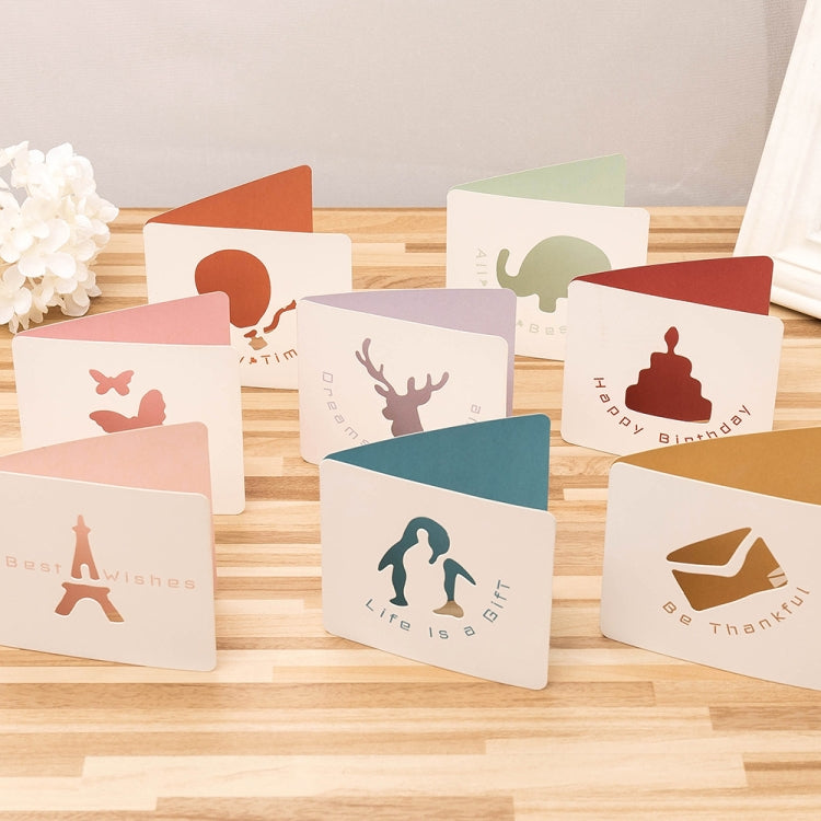 10 PCS Cute Hollow Cartoon Greeting Card, The Best Blessing, Dreams Come True, Happy Birthday, Happy Time, Flying to You, Life is Full of Gifts, Wish You all the Best, Thankful