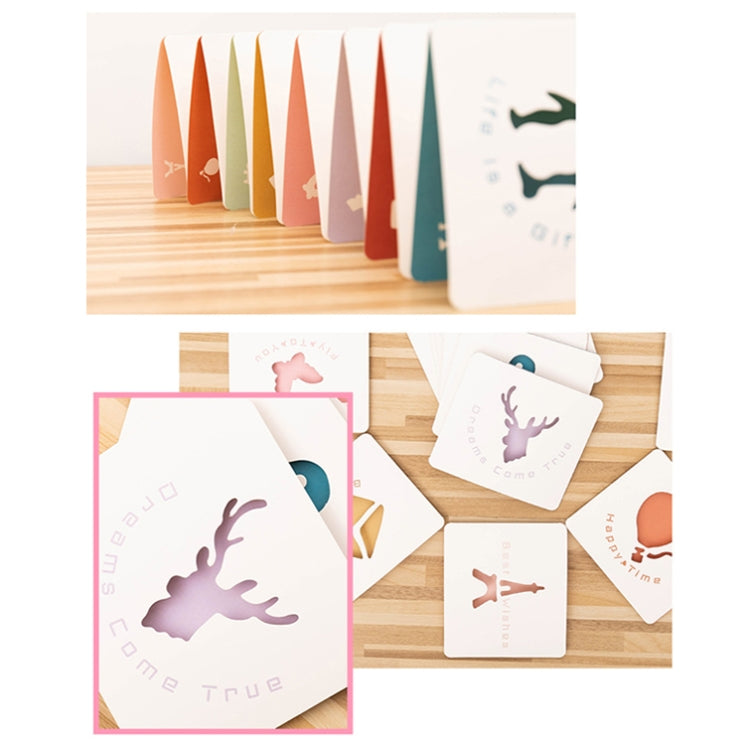 10 PCS Cute Hollow Cartoon Greeting Card, The Best Blessing, Dreams Come True, Happy Birthday, Happy Time, Flying to You, Life is Full of Gifts, Wish You all the Best, Thankful