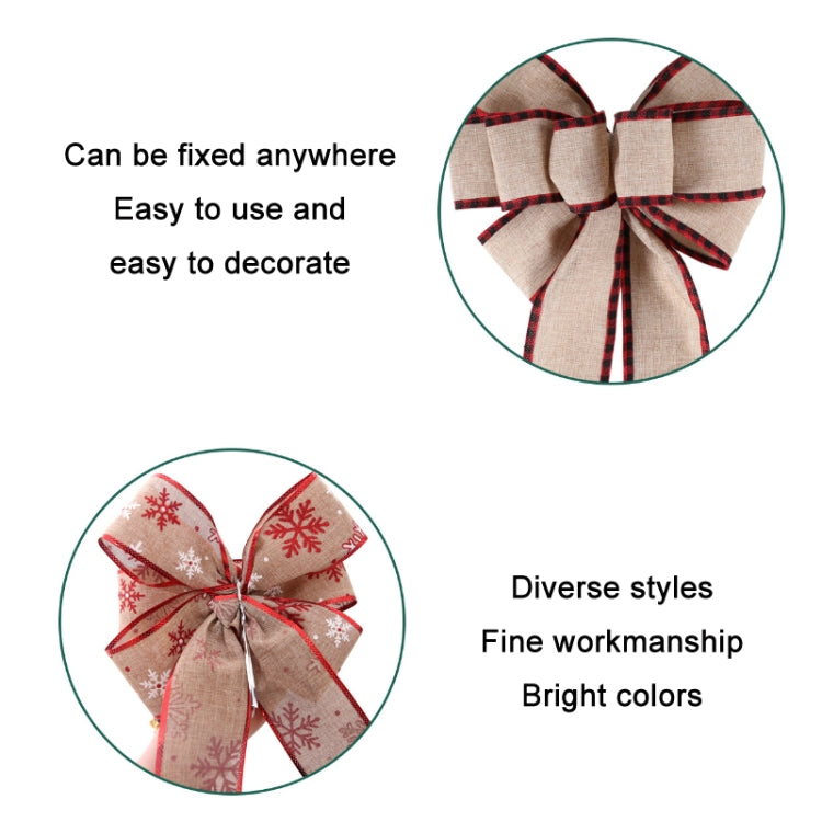 Fine Linen Plaid Christmas Bow Festive Scene Decoration, Red White Edge, White Edge Gray, White Edge Pink, Pink, Red Plaid, Gray Plaid, Khaki