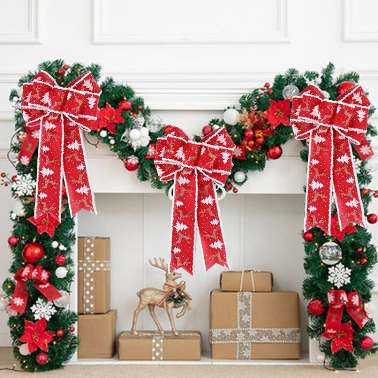 Fine Linen Plaid Christmas Bow Festive Scene Decoration, Red White Edge, White Edge Gray, White Edge Pink, Pink, Red Plaid, Gray Plaid, Khaki