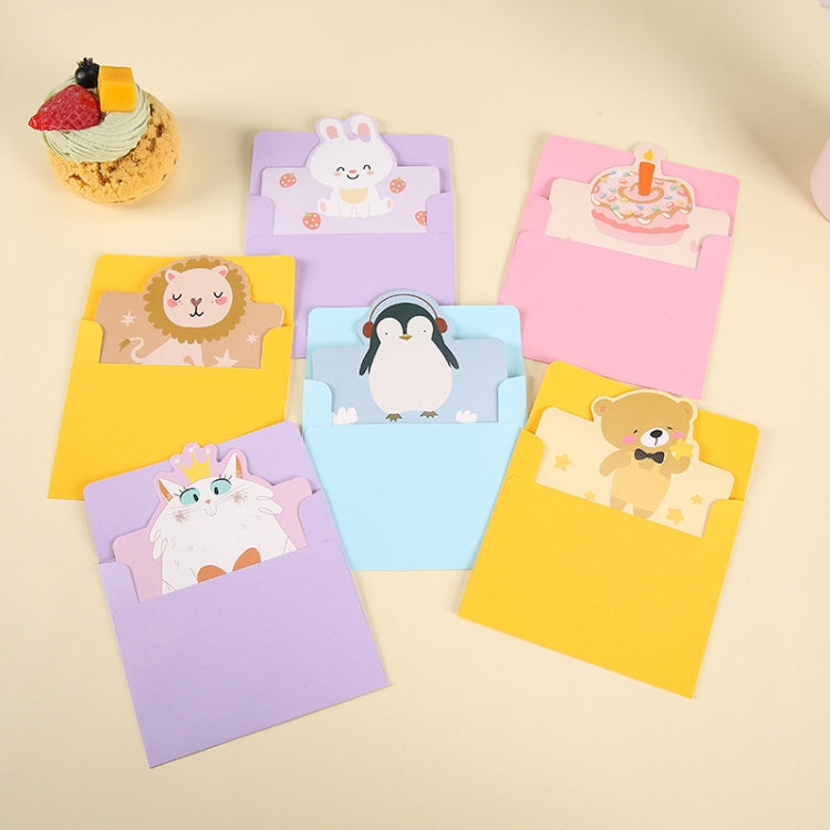 100 PCS Cute Cartoon Birthday Cards, Lion, Rabbit, Cake, Penguin, Bear, Cat
