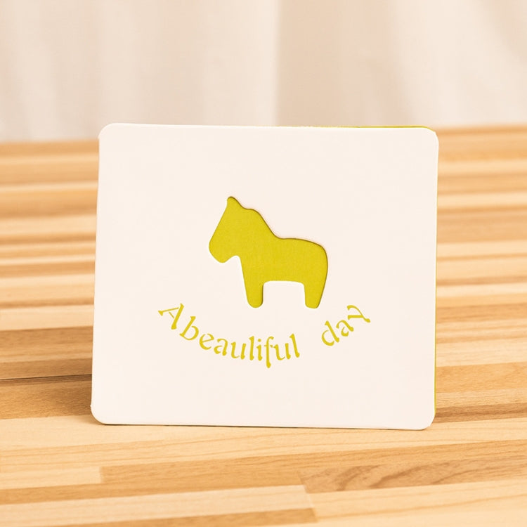 10 PCS Hollow Cartoon Greeting Card, Green Pine, Red Love, Light Green Pony, Blue Whale, Yellow Crown, Blue Star, Pink Bow, Red Gift