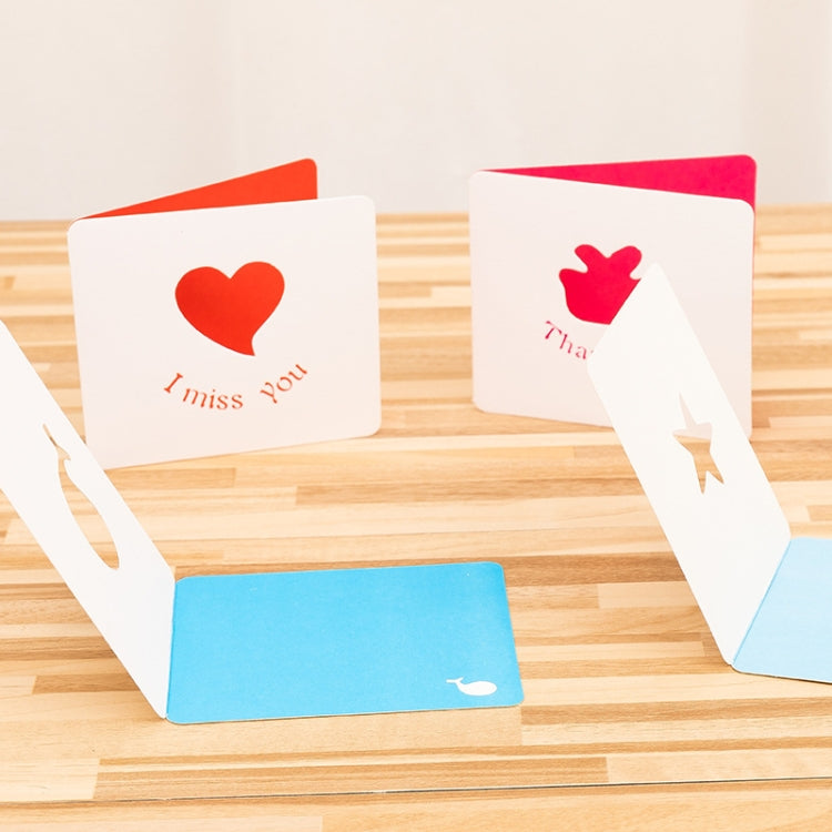 10 PCS Hollow Cartoon Greeting Card, Green Pine, Red Love, Light Green Pony, Blue Whale, Yellow Crown, Blue Star, Pink Bow, Red Gift