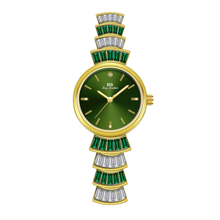 BS Bee Sister  FA1700 Diamond Inlaid Ladies Watch Symphony Wrist Watch, Golden Red, Silver -red, Golden Green, Silver Green