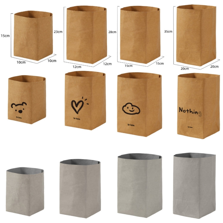 Desktop Separate Storage Washable Kraft Paper Bag, Size:, 10x10x15cm, 12x12x23cm, 15x15x28cm, 20x20x35cm, Bear 10x10x15cm, Gray 10x10x15cm, Gray 12x12x23cm, Gray 15x15x28cm, Gray 20x20x35cm
