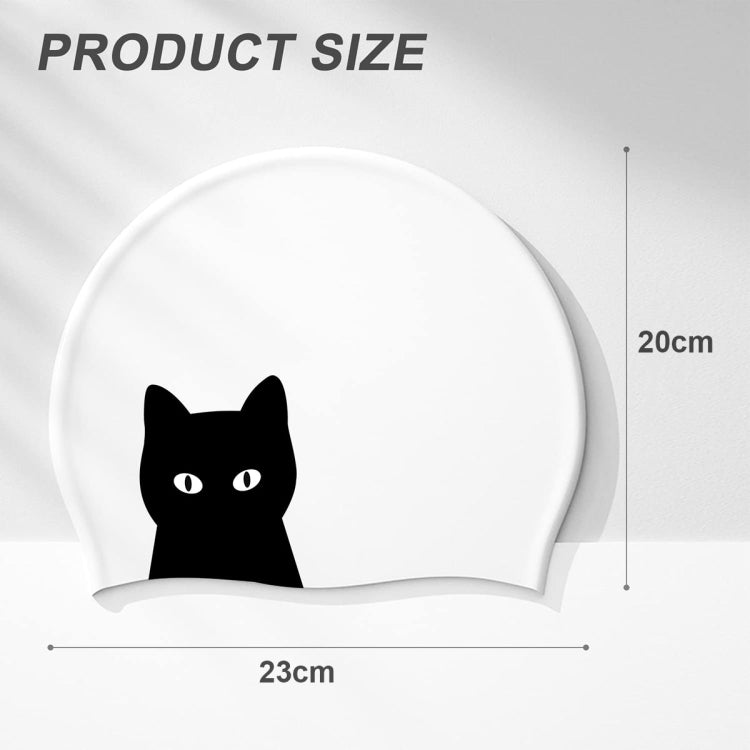 Hy08 Cute Cartoon Print Silicone Swimming Cap, Spec:, Black Swan, Little Squirrel, Princess Cat, Cavaliers cat, White Pig, Pink Pig, Strawberry, Pink Blossom, Deep Blue