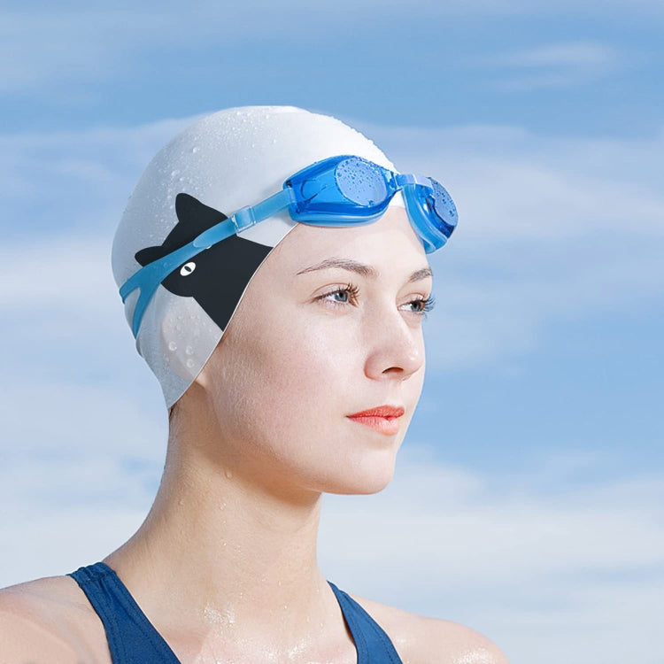Hy08 Cute Cartoon Print Silicone Swimming Cap, Spec:, Black Swan, Little Squirrel, Princess Cat, Cavaliers cat, White Pig, Pink Pig, Strawberry, Pink Blossom, Deep Blue