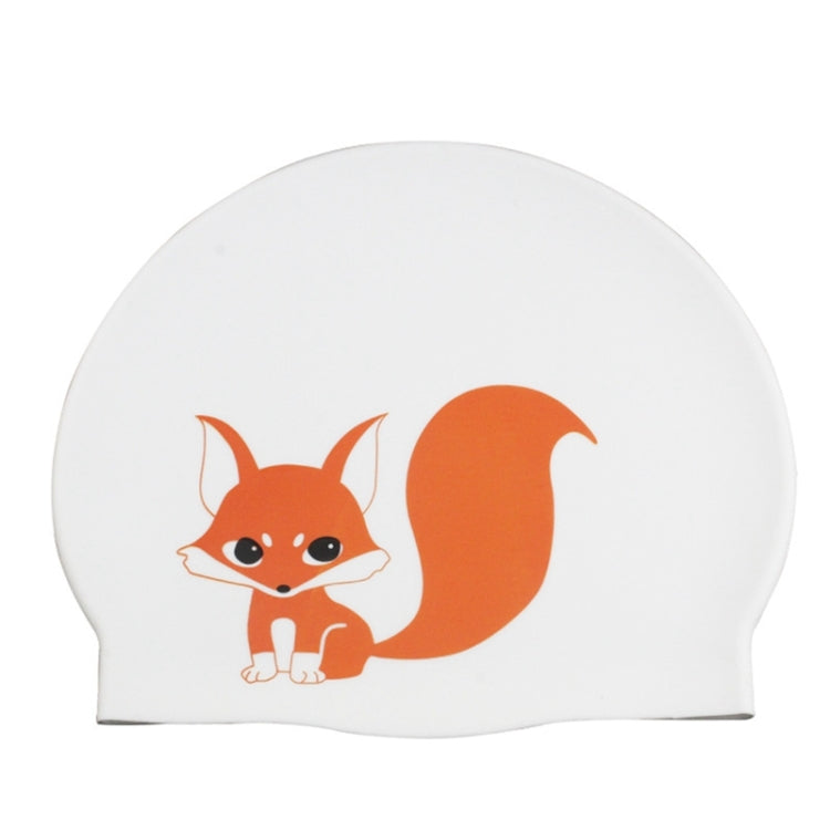 Hy08 Cute Cartoon Print Silicone Swimming Cap, Spec:, Black Swan, Little Squirrel, Princess Cat, Cavaliers cat, White Pig, Pink Pig, Strawberry, Pink Blossom, Deep Blue