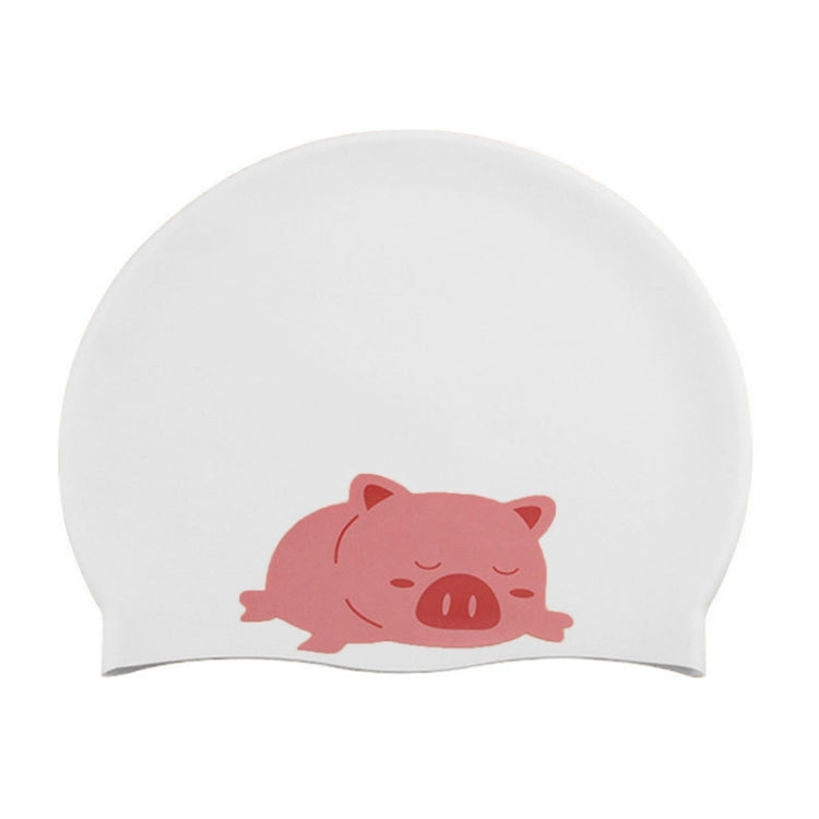 Hy08 Cute Cartoon Print Silicone Swimming Cap, Spec:, Black Swan, Little Squirrel, Princess Cat, Cavaliers cat, White Pig, Pink Pig, Strawberry, Pink Blossom, Deep Blue