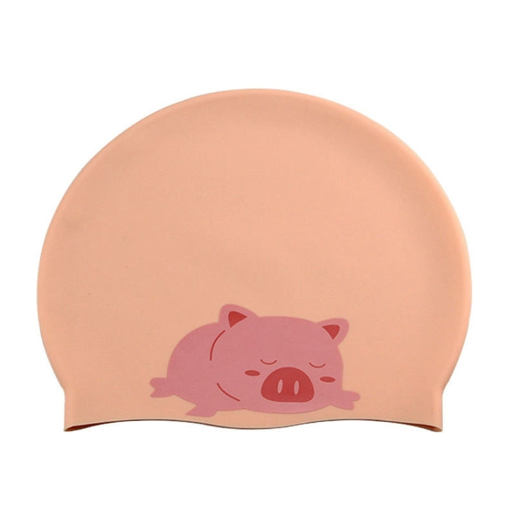 Hy08 Cute Cartoon Print Silicone Swimming Cap, Spec:, Black Swan, Little Squirrel, Princess Cat, Cavaliers cat, White Pig, Pink Pig, Strawberry, Pink Blossom, Deep Blue
