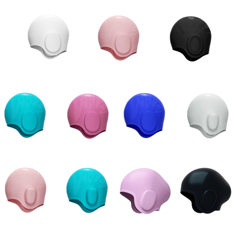 WAVE Waterproof Solid Color Ear Guard Silicone Swimming Cap, White, Pink, Black, Pink Blue, Rose Red, Colorful Blue, Childrens White, Childrens Pink, Childrens Pink Blue, Long Hair Pink Purple, Long Hair Black
