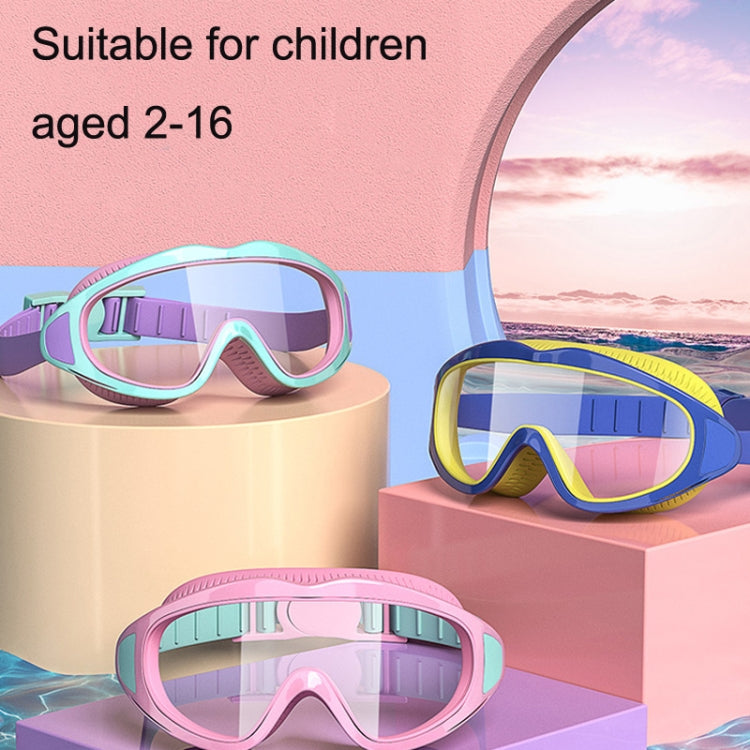 Anti-fog Children Swimming Goggles Comfortable Large Frame Diving Glasses, Macaron, Pumpkin Orange, Milk White, Ice Lake Blue, Pink Blue