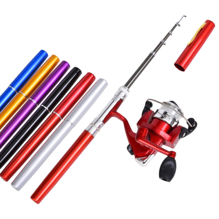 LEO Pen Type Fishing Rod & Spinning Wheel Fishing Reel Portable Pocket Fishing Gear, H8022G Gold, H8022PU Purple, H8022R Red, H8022 Silver, H8022B Black, H8022BL Blue