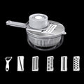 6 In 1 Hand-guard Vegetable Cutter with Water Filter and Storage Function, Gray, Green