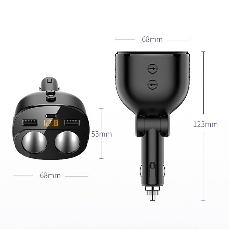 Car Charger With Switch Double Cigarette Hole Car Socket, C06