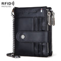 HUMERPAUL BP896 RFID Anti-Theft Brush Dual Zipper Leather Wallet Multi-Card Men Purse, BP896 Black, BP896 Dark Brown, BP896 Brown