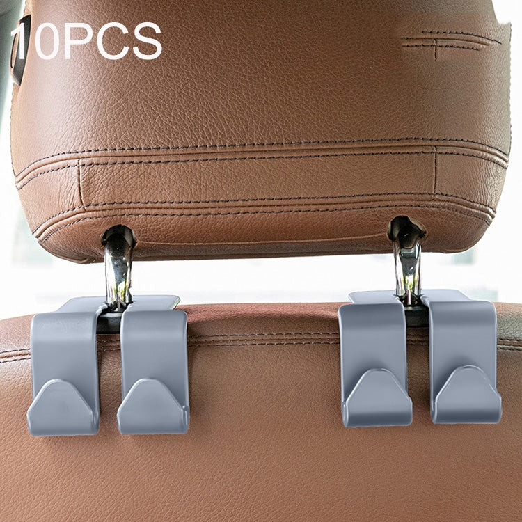 10PCS A-3 Car Hidden Seat Back Hook Multifunctional Rear Phone Holder Hook, Gray With Storage Box