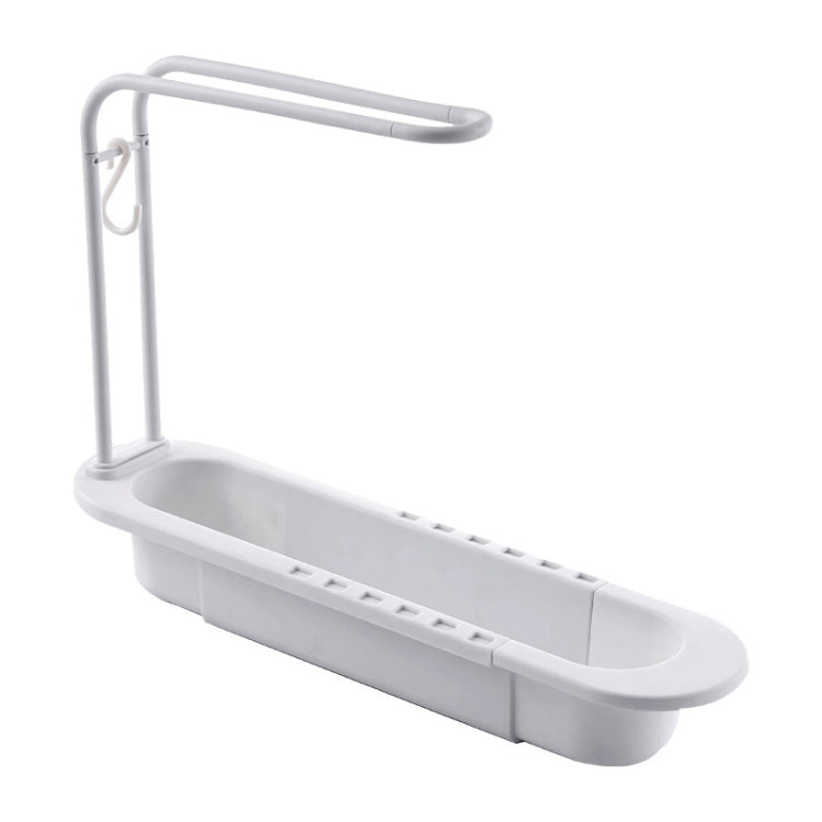 Disassembly With Towel Pole Telescopic Sink Rack, White, Grey