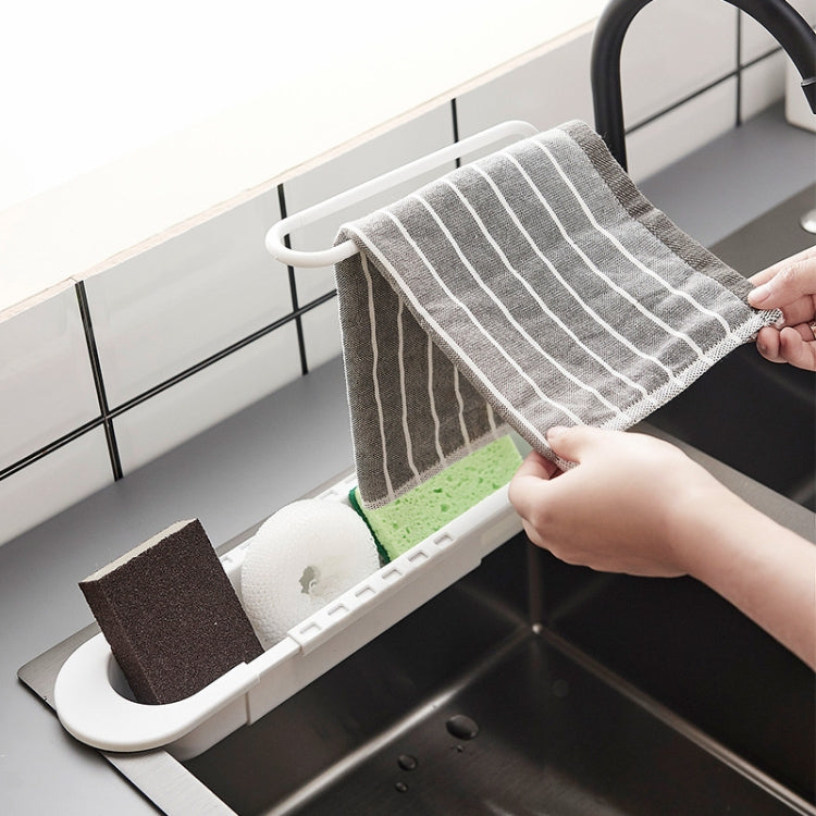 Disassembly With Towel Pole Telescopic Sink Rack, White, Grey