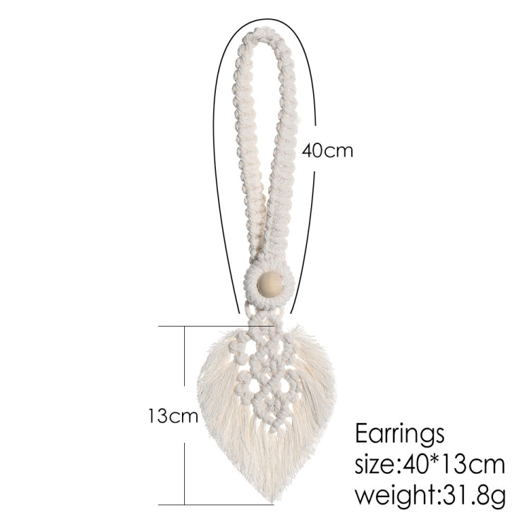 Hand Braided Wooden Bead Curtain Tie Free Buckle Tassel Tie Rope, 13x40cm