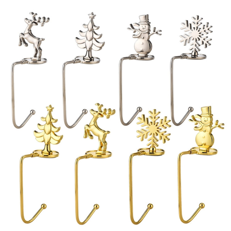 Christmas Decorative Hook Cartoon Christmas Hanger, Spec:, Silver Snowflake, Silver Tree, Silver Deer, Silver Snowman, Gold Snowflake, Gold Tree, Gold Deer, Gold Snowman