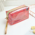 PVC Laser Transparent Portable Cosmetic Bag Travel Toiletry Bag, Red, Green, Black, Violet, Orange, Pink, Lake Blue, Silver