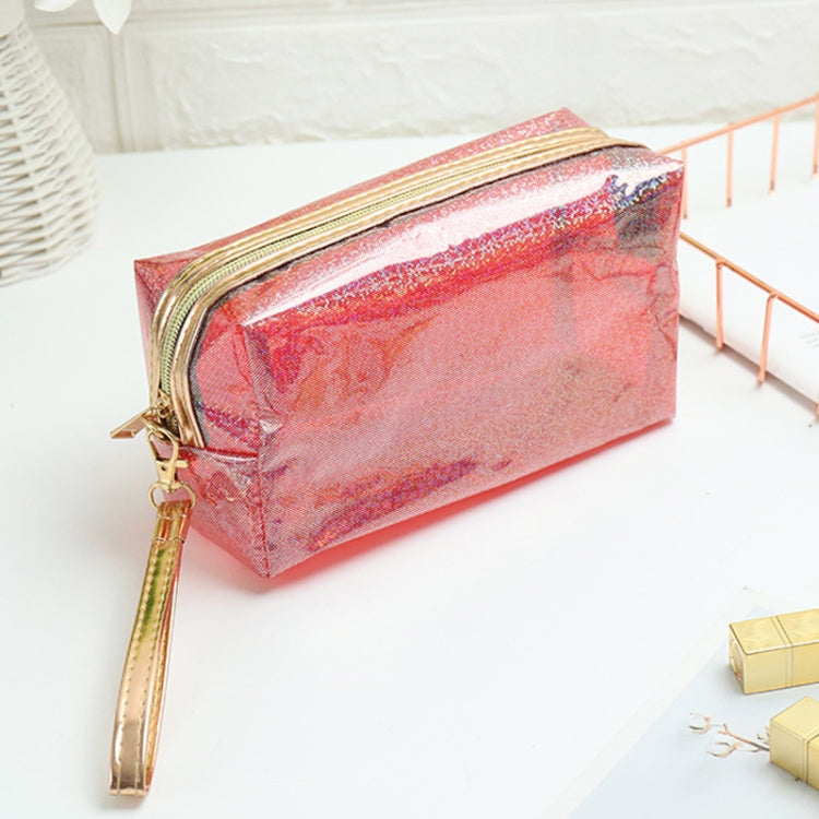 PVC Laser Transparent Portable Cosmetic Bag Travel Toiletry Bag, Red, Green, Black, Violet, Orange, Pink, Lake Blue, Silver