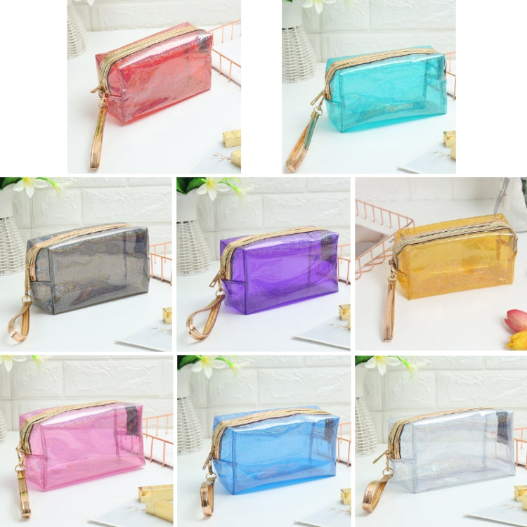 PVC Laser Transparent Portable Cosmetic Bag Travel Toiletry Bag, Red, Green, Black, Violet, Orange, Pink, Lake Blue, Silver