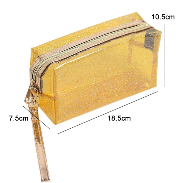 PVC Laser Transparent Portable Cosmetic Bag Travel Toiletry Bag, Red, Green, Black, Violet, Orange, Pink, Lake Blue, Silver