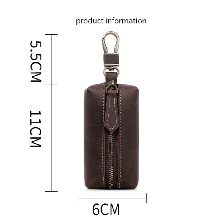 QY-9029  Car Universal Retro Crazy Horse Leather Key Case, Crazy Horse Leather Dark Coffee