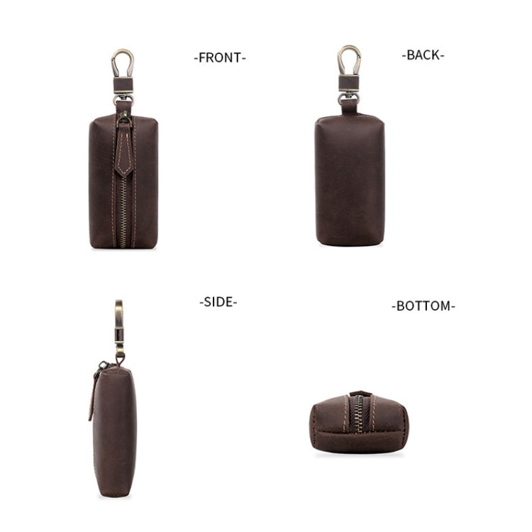 QY-9029  Car Universal Retro Crazy Horse Leather Key Case, Crazy Horse Leather Dark Coffee
