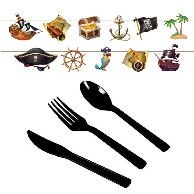 Pirate Treasure Hunt Themed Disposable Tablecloth Paper Plate Party Supplies Set, Pirate Treasure Hunt Themed