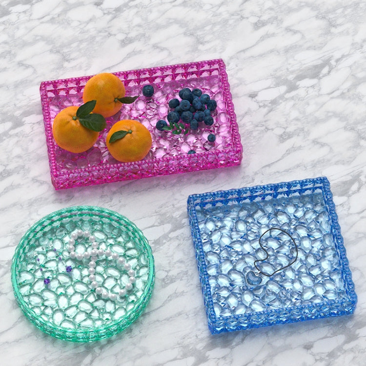 DIY Round and Square Diamond Pattern Storage Tray Silicone Mold, Specification: Rectangular, Round, Square, Rectangular