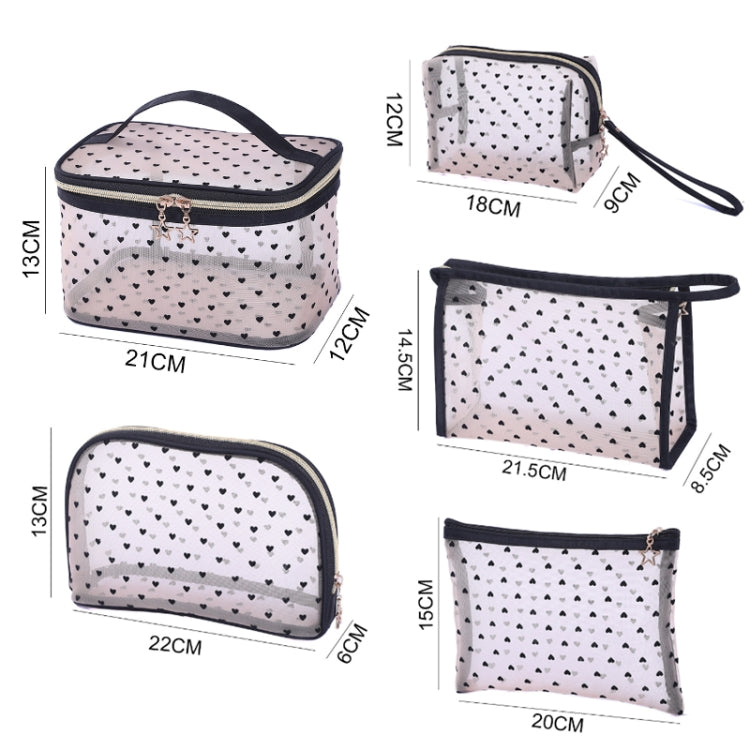 Flocking Love Mesh Portable Cosmetic Bag, Style:, Small Square, Octagon, Briefcase, Shell, Flat