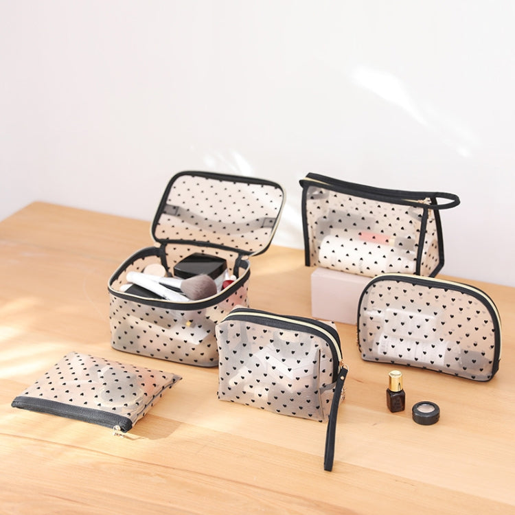 Flocking Love Mesh Portable Cosmetic Bag, Style:, Small Square, Octagon, Briefcase, Shell, Flat